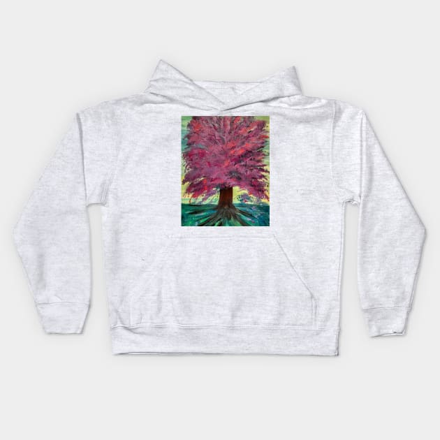 Botanical abstract landscape painting Kids Hoodie by kkartwork